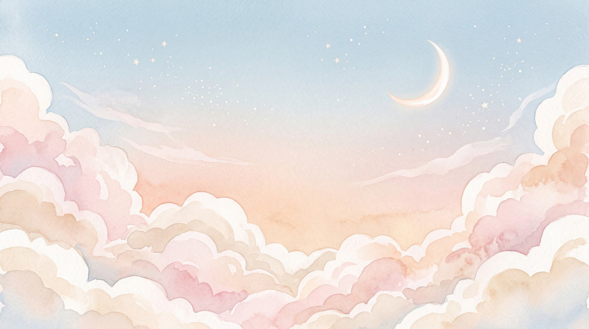 Dessin entier du panoramique Ciel, lune et nuages