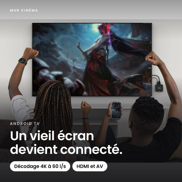 Visuel Mur Cinéma : Un vieil écran devient connecté