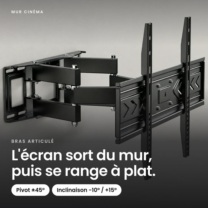 Visuel Mur Cinéma : L'écran sort du mur, puis se range à plat