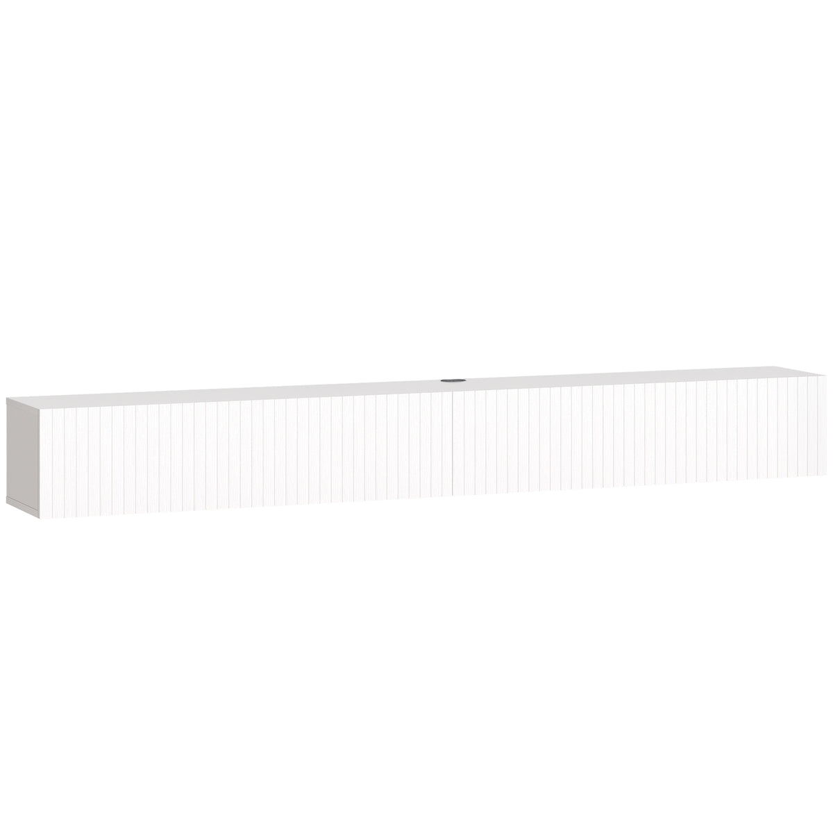 Meuble TV suspendu 180 cm blanc cannelé