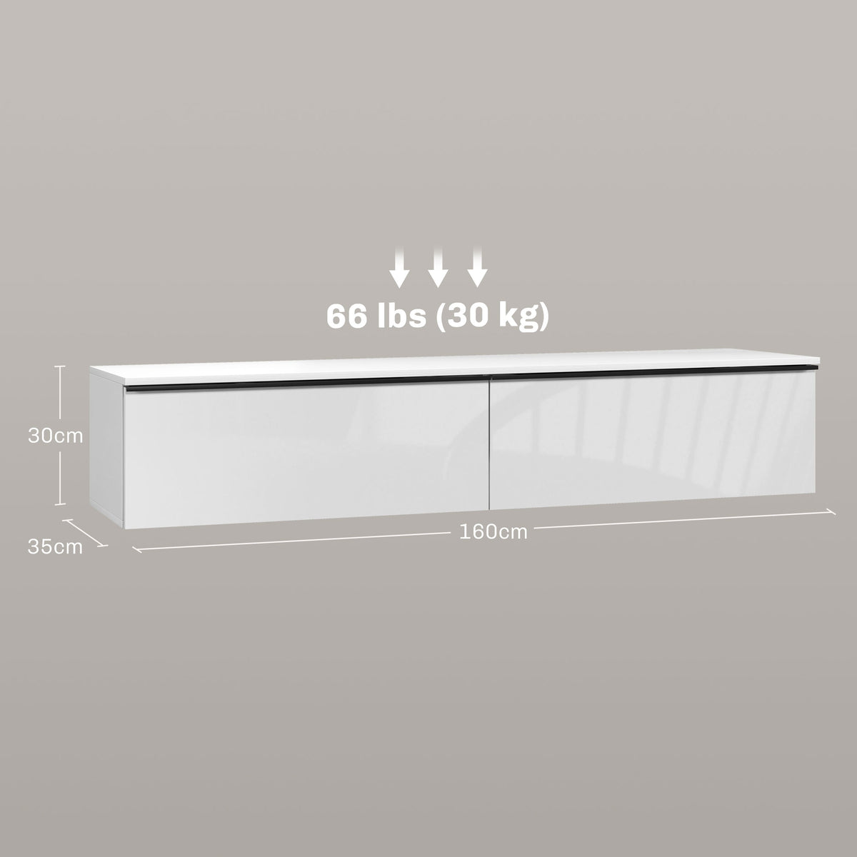 Cotes du meuble TV suspendu 160 x 35 x 30 cm
