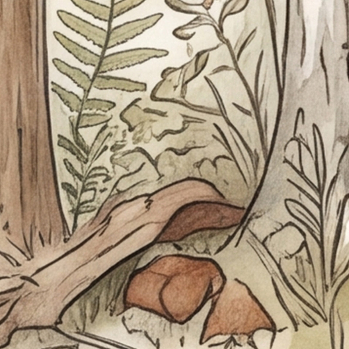 Détail du papier peint Animaux des bois, 40 cm de large