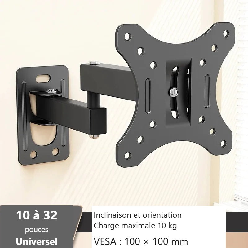 Bras articulé pour écrans de 10 à 32 pouces, VESA 100x100 mm, charge 10 kg