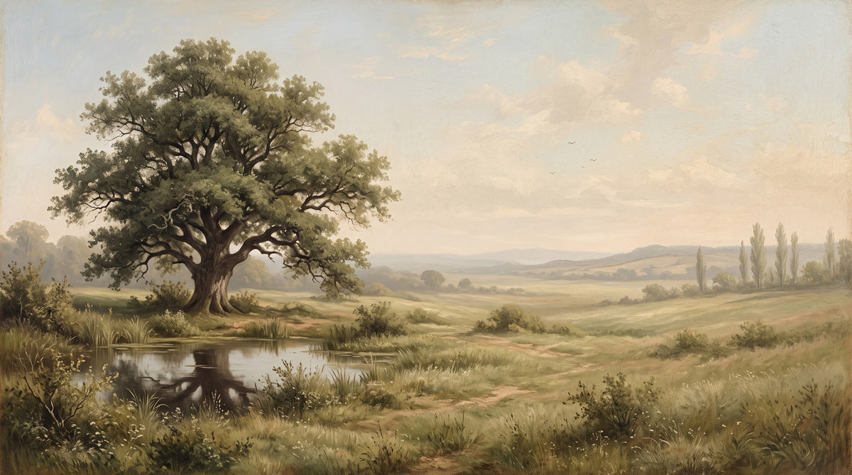Dessin entier du panoramique Le chêne de la prairie