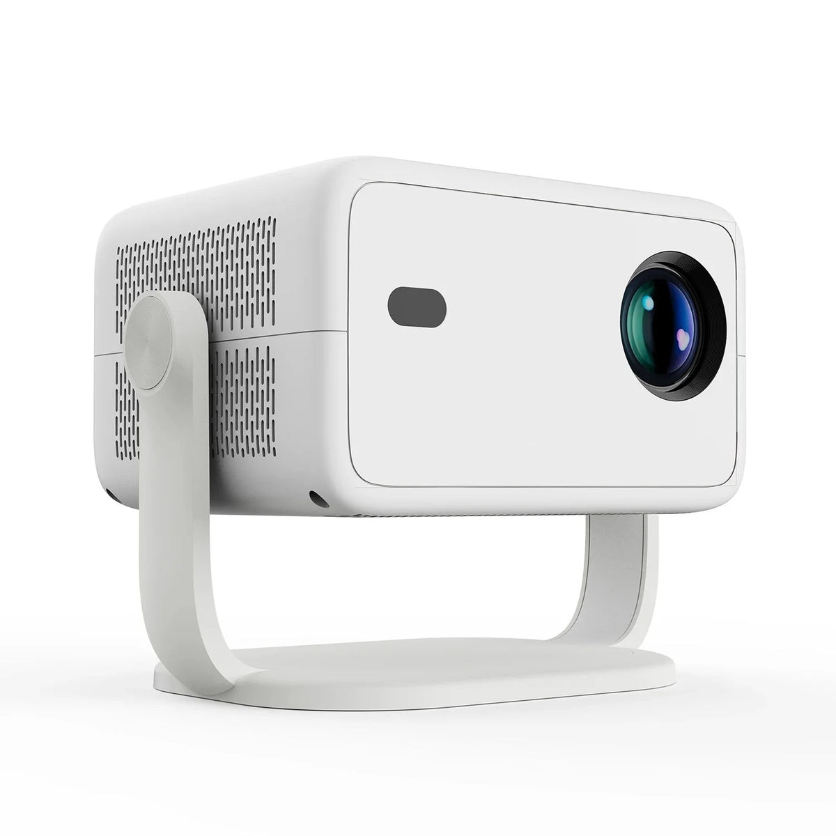 Vidéoprojecteur L018 blanc sur son arceau, vue de trois quarts Image