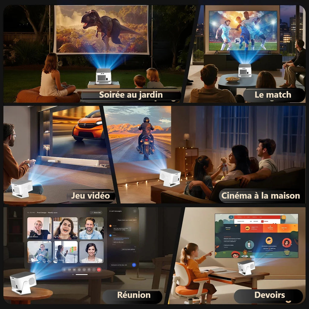 Six usages : jardin, match, jeu vidéo, cinéma, réunion, devoirs