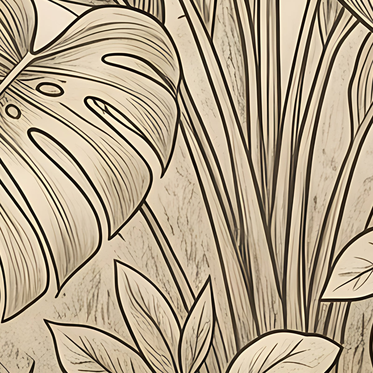 Détail du papier peint Jungle aux hérons, 40 cm de large