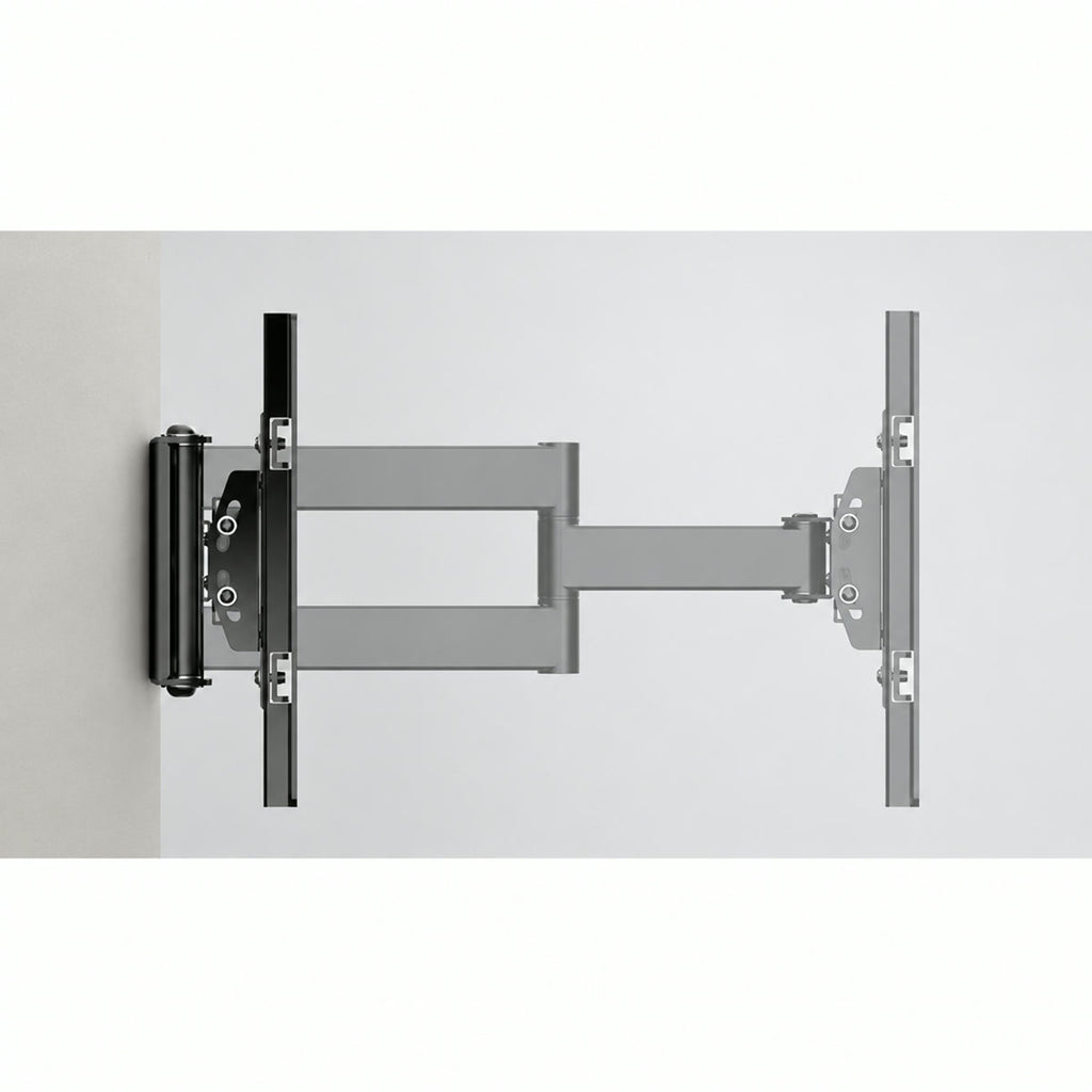 Le bras replié à 55 mm du mur et déplié à 351 mm