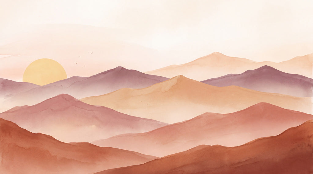 Dessin entier du panoramique Montagnes terracotta