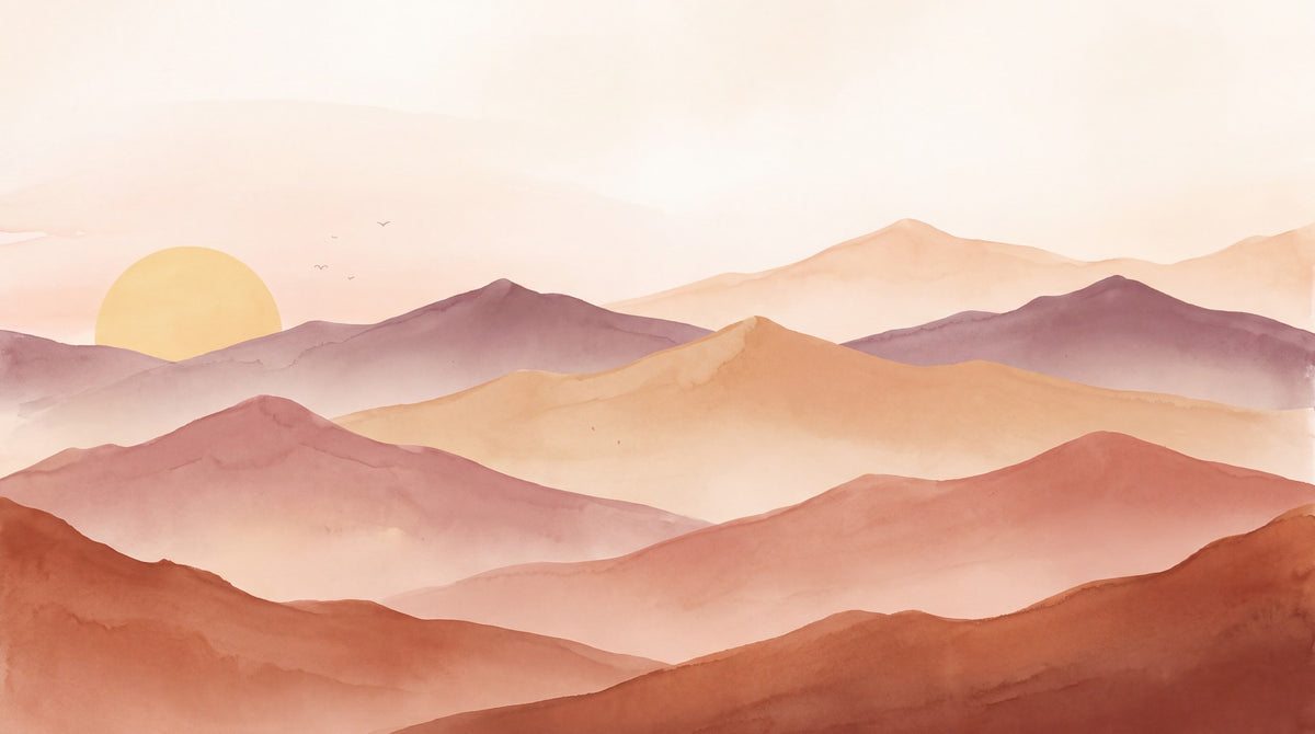 Dessin entier du panoramique Montagnes terracotta