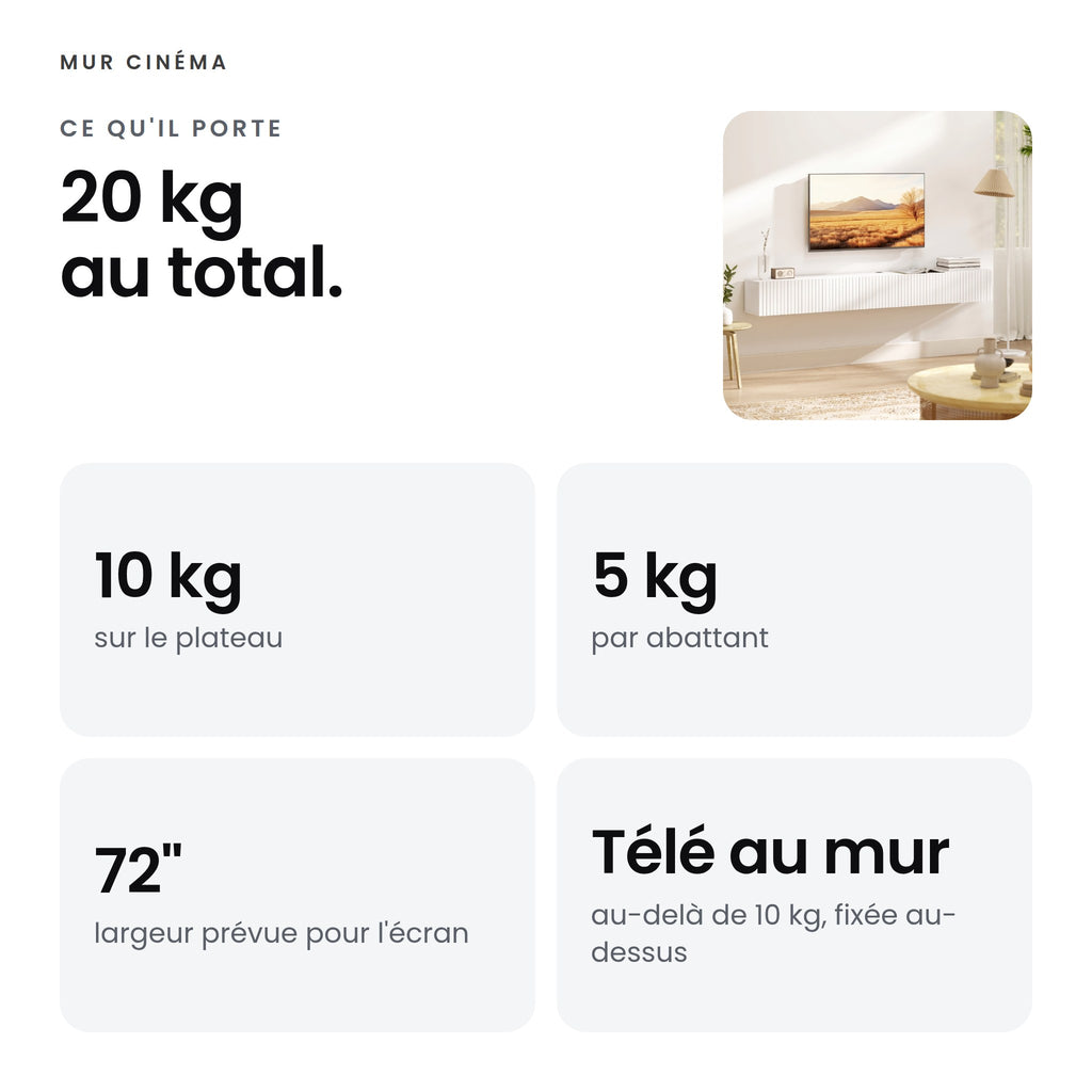 Visuel Mur Cinéma : 20 kg au total