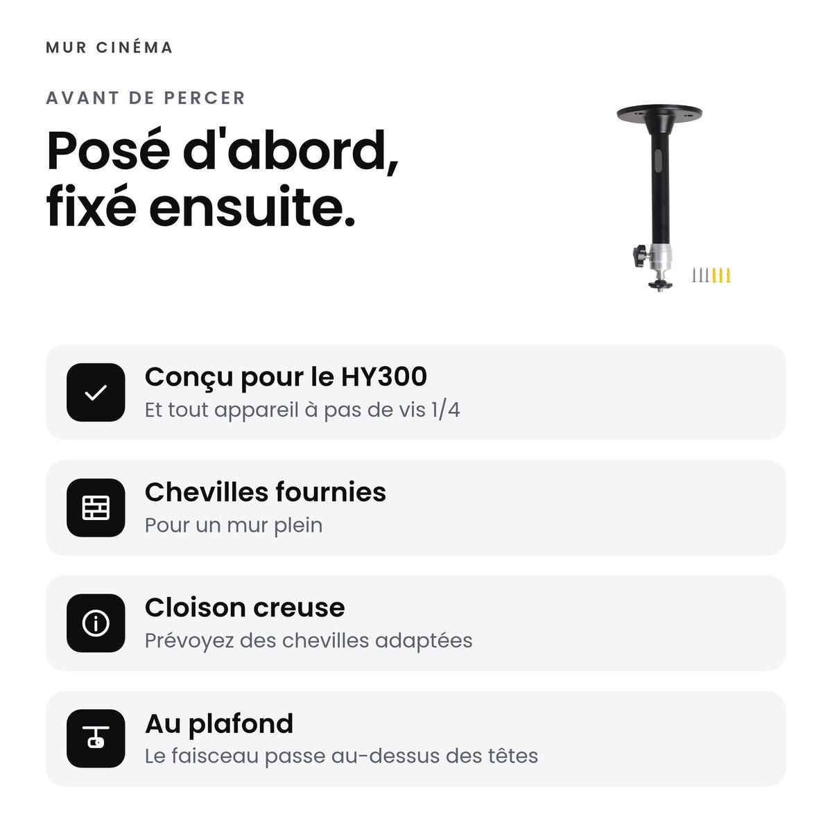 Visuel Mur Cinéma : Posé d'abord, fixé ensuite
