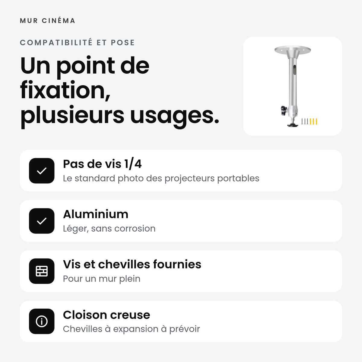 Visuel Mur Cinéma : Un point de fixation, plusieurs usages