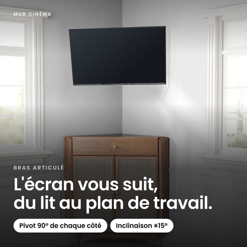 Visuel Mur Cinéma : L'écran vous suit, du lit au plan de travail
