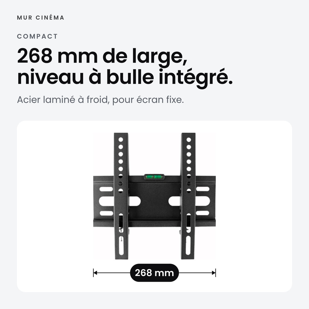 Visuel Mur Cinéma : 268 mm de large, niveau à bulle intégré