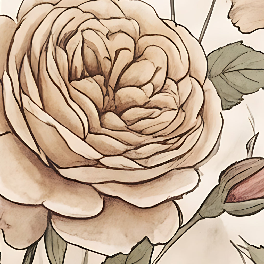 Détail du papier peint Prairie aux magnolias, 40 cm de large