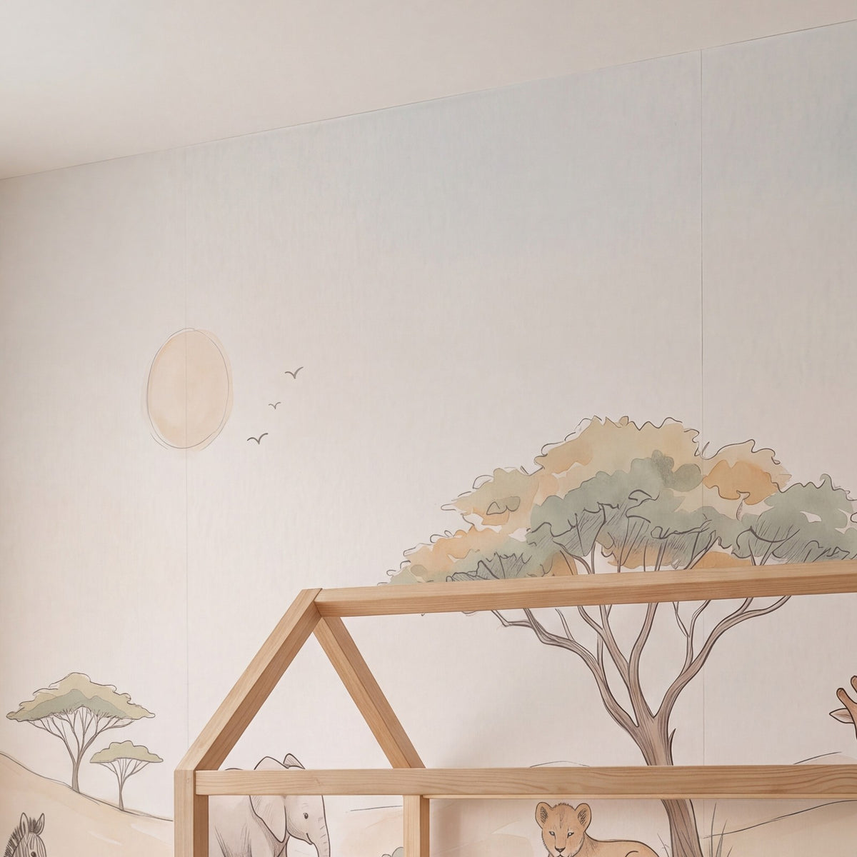 Papier peint Savane douce posé, vu de plus près