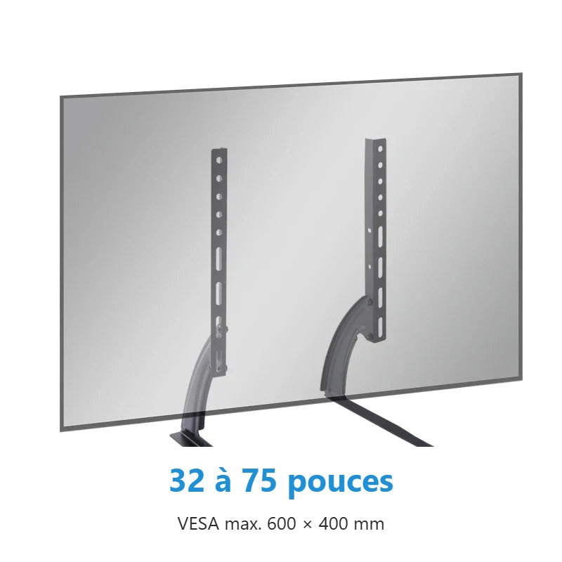 Socle de table pour écrans de 32 à 75 pouces, VESA jusqu'à 600 x 400 mm