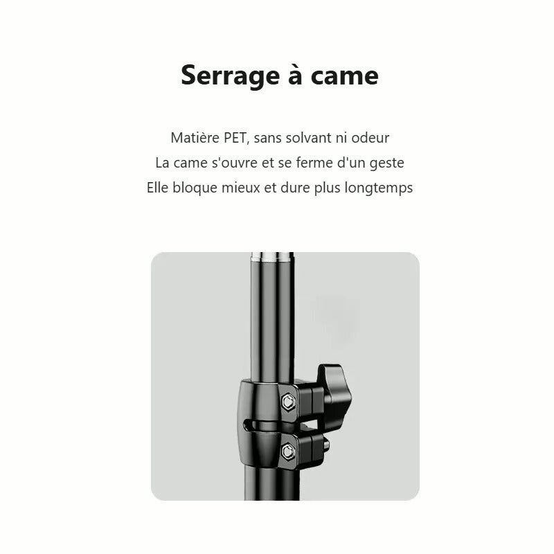 Serrage à came en matière PET