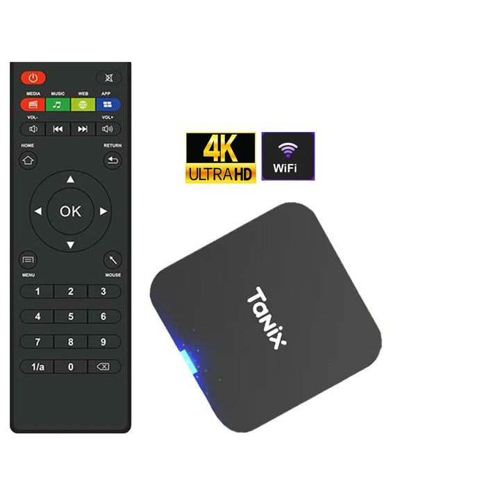 Boîtier Android TV TX1 et sa télécommande